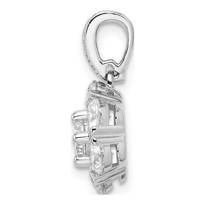 Sterling Silver CZ Flower Pendant – view 3