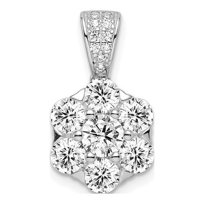 Sterling Silver CZ Flower Pendant