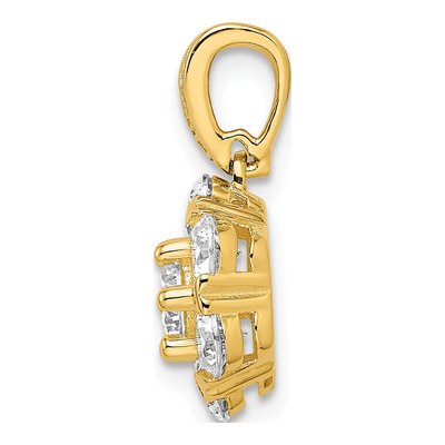 Gold-Plated Sterling Silver CZ Flower Pendant – view 3