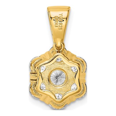 Gold-Plated Sterling Silver CZ Flower Pendant – view 5