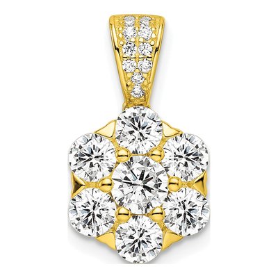Gold-Plated Sterling Silver CZ Flower Pendant