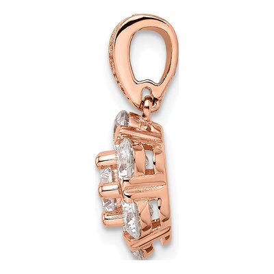 Rose Gold-Plated Sterling Silver CZ Flower Pendant – view 3