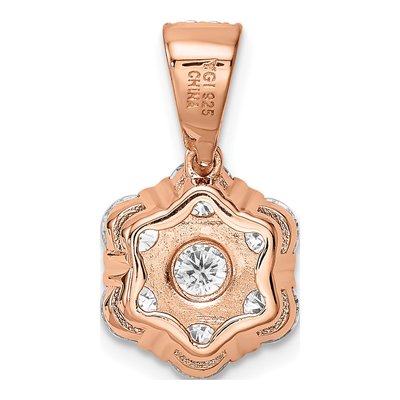 Rose Gold-Plated Sterling Silver CZ Flower Pendant – view 5