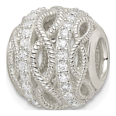 Sterling Silver CZ Round Slide Pendant