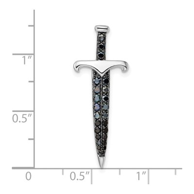 Sterling Silver Black CZ Sword Pendant – view 4