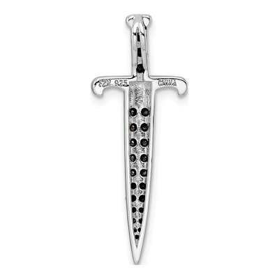 Sterling Silver Black CZ Sword Pendant – view 5