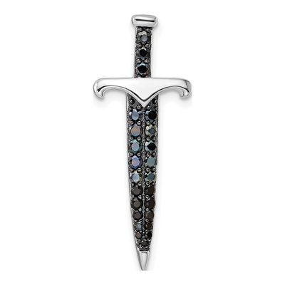 Sterling Silver Black CZ Sword Pendant