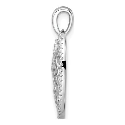 Sterling Silver CZ Filigree Leaf Pendant – view 3