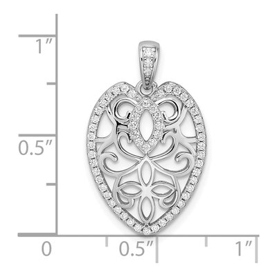 Sterling Silver CZ Filigree Leaf Pendant – view 4