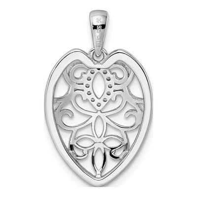 Sterling Silver CZ Filigree Leaf Pendant – view 5