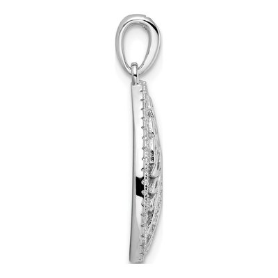 Sterling Silver CZ Teardrop Leaves Pendant – view 3
