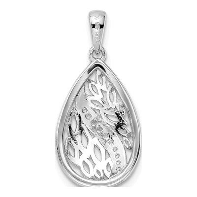 Sterling Silver CZ Teardrop Leaves Pendant – view 5