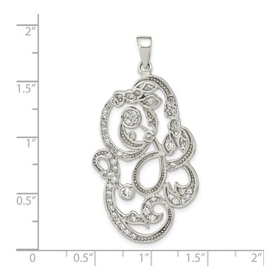 Sterling Silver CZ Floral Pendant – view 4