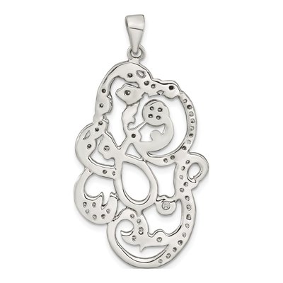 Sterling Silver CZ Floral Pendant – view 5