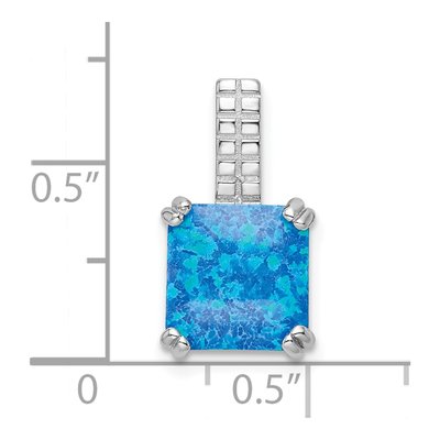 Sterling Silver Blue Opal Square Pendant – view 4