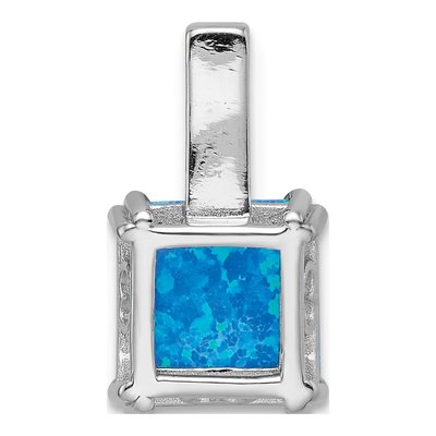 Sterling Silver Blue Opal Square Pendant – view 5