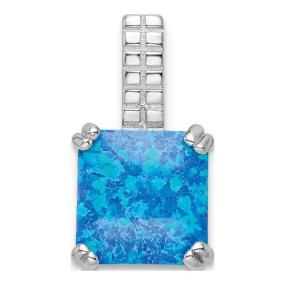 Sterling Silver Blue Opal Square Pendant