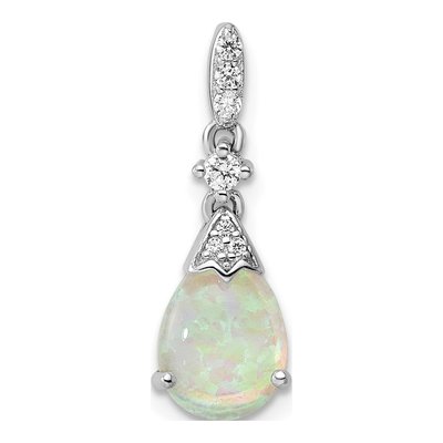 Sterling Silver CZ Opal Pendant