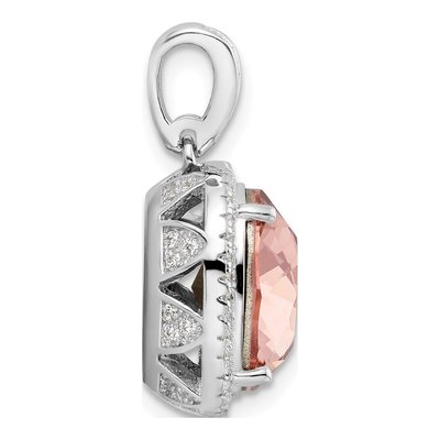 Sterling Silver CZ Peach Crystal Pendant – view 3