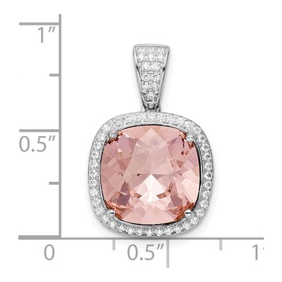 Sterling Silver CZ Peach Crystal Pendant – view 4