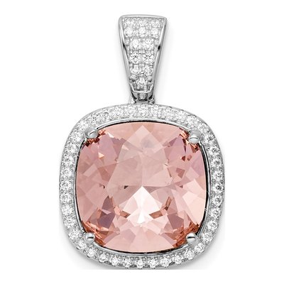 Sterling Silver CZ Peach Crystal Pendant