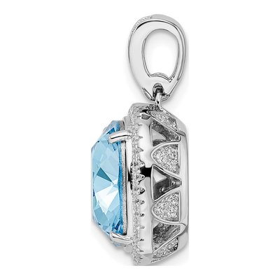 Sterling Silver CZ Blue Crystal Pendant – view 3