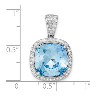 Sterling Silver CZ Blue Crystal Pendant – view 4