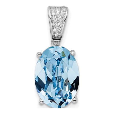 Sterling Silver CZ Blue Crystal Pendant
