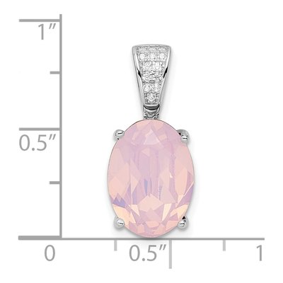 Sterling Silver CZ Pink Crystal Pendant – view 4