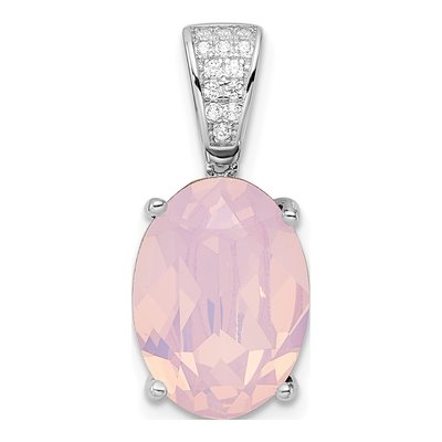 Sterling Silver CZ Pink Crystal Pendant