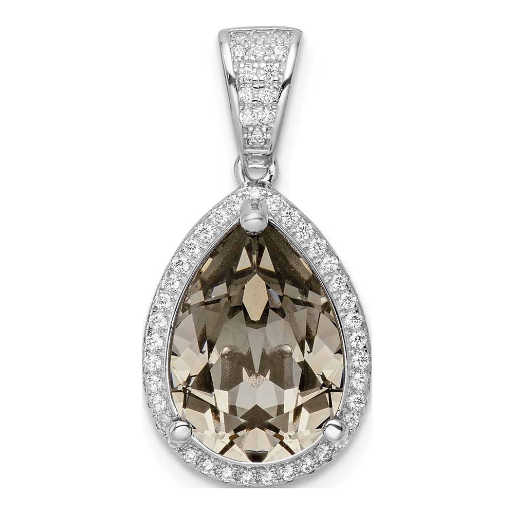 Sterling Silver CZ Black Crystal Pendant