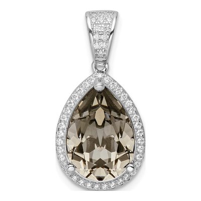 Sterling Silver CZ Black Crystal Pendant