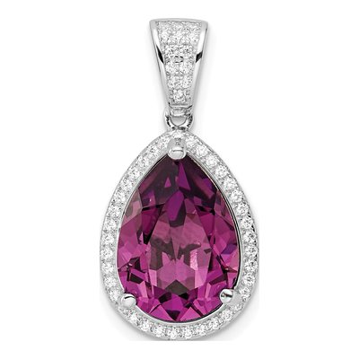 Sterling Silver CZ Purple Crystal Pendant