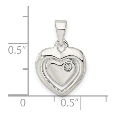 Sterling Silver Crystal Heart Pendant – view 4