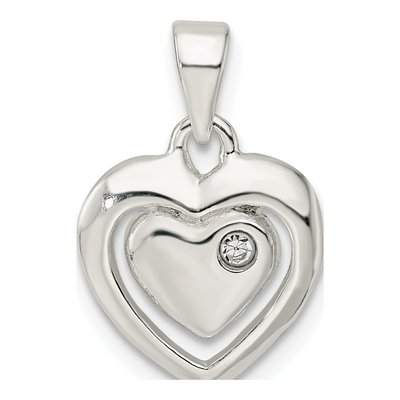 Sterling Silver Crystal Heart Pendant