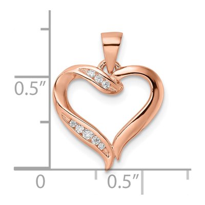 Rose Gold-Plated Sterling Silver CZ Open Heart Pendant – view 4