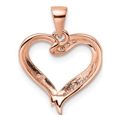 Rose Gold-Plated Sterling Silver CZ Open Heart Pendant – view 5