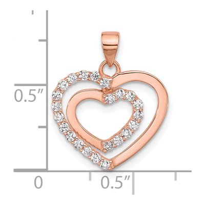 Rose Gold-Plated Sterling Silver CZ Double Heart Pendant – view 4