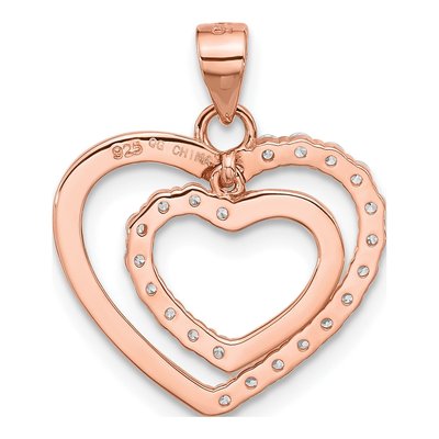 Rose Gold-Plated Sterling Silver CZ Double Heart Pendant – view 5