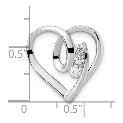 Sterling Silver CZ Heart Slide Pendant – view 4