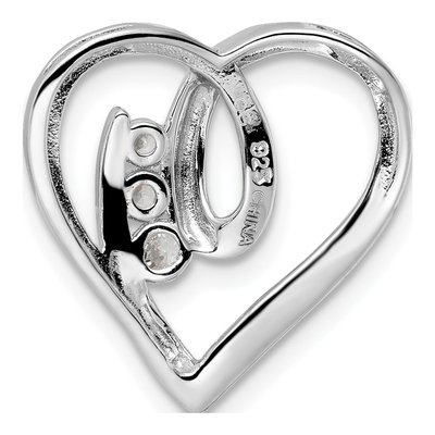 Sterling Silver CZ Heart Slide Pendant – view 5