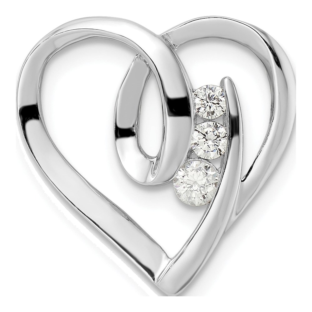 Sterling Silver CZ Heart Slide Pendant
