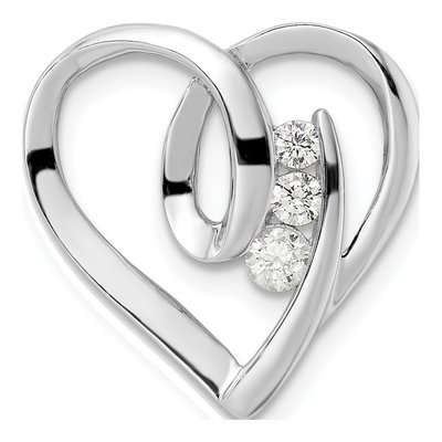 Sterling Silver CZ Heart Slide Pendant