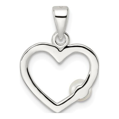 Sterling Silver Pearl Heart Pendant – view 5