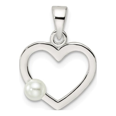 Sterling Silver Pearl Heart Pendant