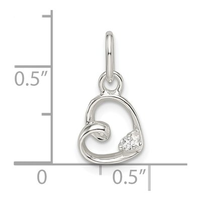 Sterling Silver CZ Heart Pendant – view 4