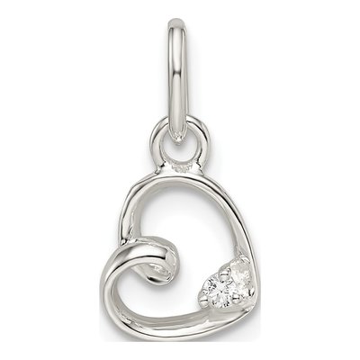 Sterling Silver CZ Heart Pendant