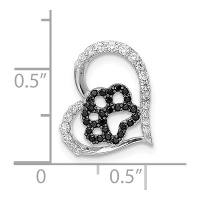 Sterling Silver CZ Paw Print Heart Slide Pendant – view 4