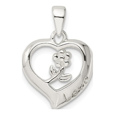 Sterling Silver Heart Flower Locket