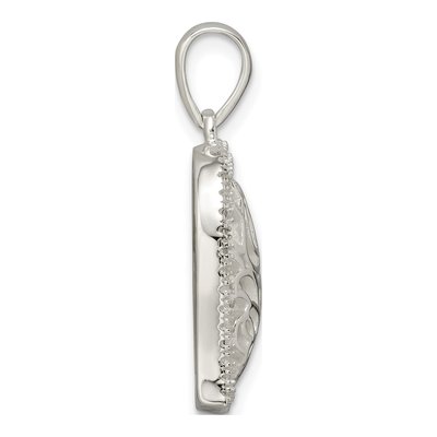 Sterling Silver CZ Roses Heart Pendant – view 3